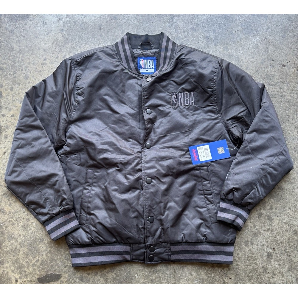 Ultra Game NBA Bomber Jacket Black Snap Size Medium BRAND NEW WITH TAGS